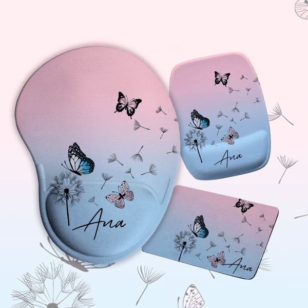 MOUSEPAD BORBOLETAS E FLOR